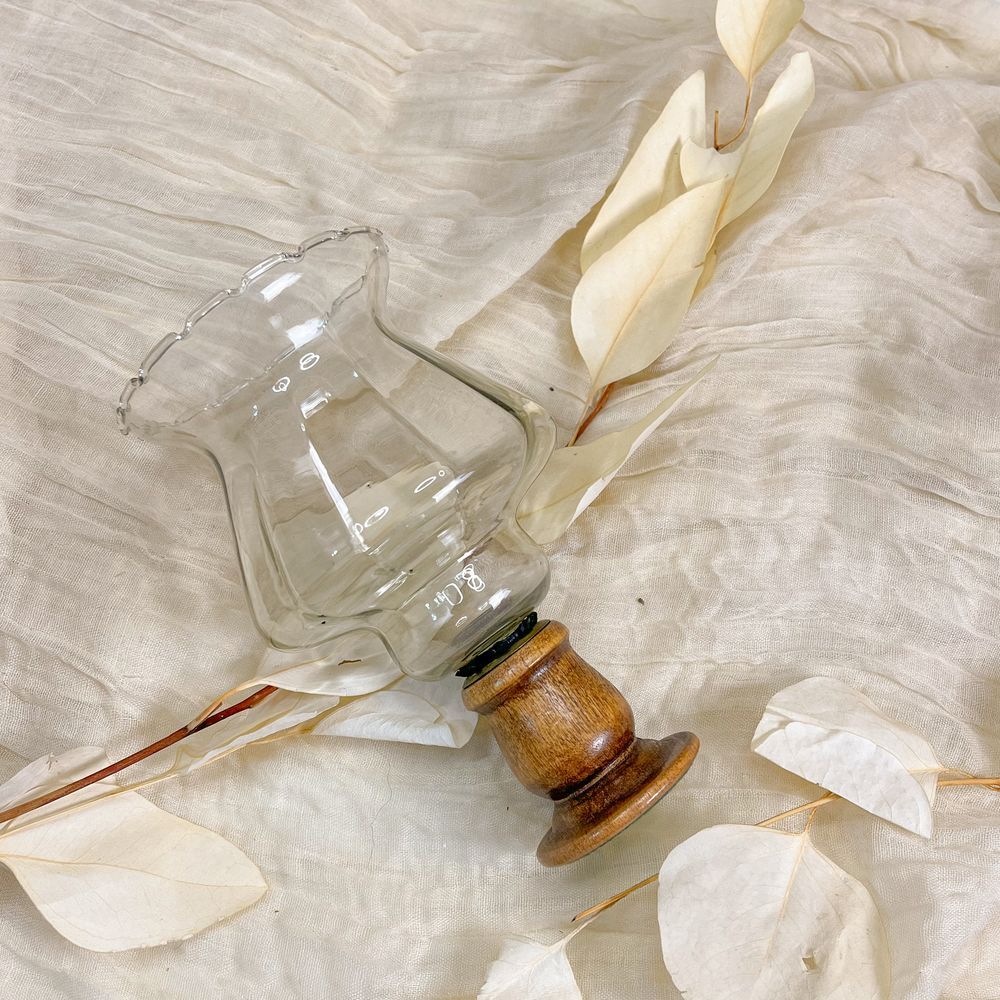 Wooden Base with‎ Glass Sconce